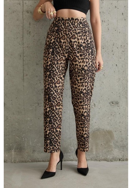 Grip&hug Leopar Desenli Kumaş Pantolon