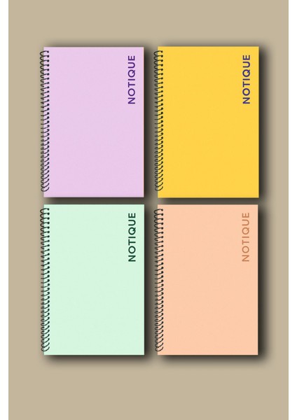 Dörtlü Pastel Not Defteri Seti