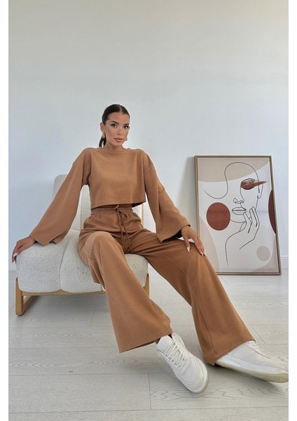 Grip&hug Camel Fitilli Bluz ve Pantolon Takım