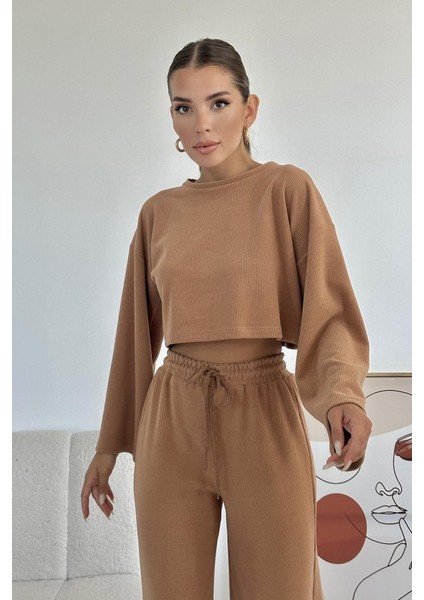 Grip&hug Camel Fitilli Bluz ve Pantolon Takım