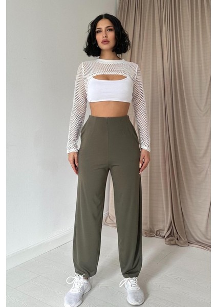 Grip&hug Haki Pensli Lastik Detaylı Pantolon