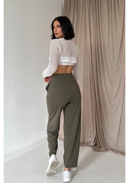 Grip&hug Haki Pensli Lastik Detaylı Pantolon