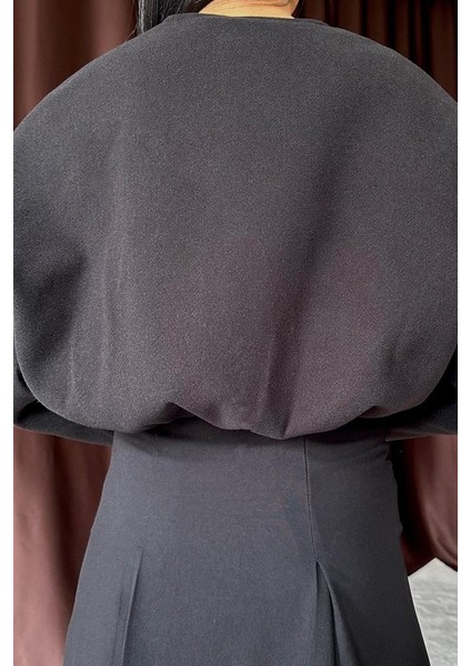 Grip&hug Siyah Kısa Önü Fermuarlı Bomber Ceket