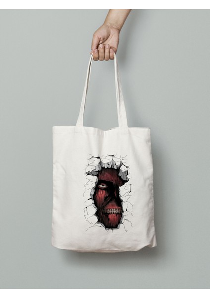 Attack On Titan Duvar Titanı Bez Çanta 35X40CM - Anime Çanta - Tote Bag
