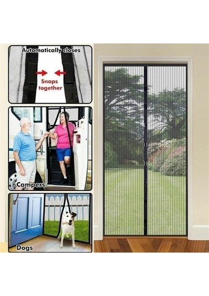 Buffer® Pratik Manyetik Mıknatıslı Siyah Kapı Sinekliği Tülü 90 x 210 cm