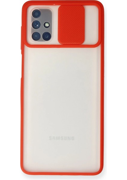 Samsung Galaxy M51 Kılıf Palm Buzlu Kamera Sürgülü Silikon - Kırmızı Zrnet