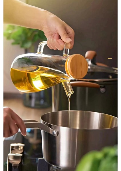 2'li Yağdanlık Bambu Kapaklı Cam Vakumlu Silikon Stantlı Sirkelik Zeytinyağı Şişesi Yağlık 900 ml Set modelleri
