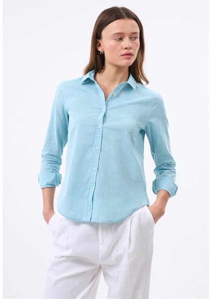 Kadın Uzun Kol Keten Gömlek