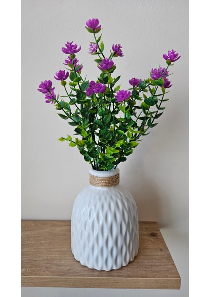 Yapay Okaliptus Bitkisi Gül Çiçekli 35 cm