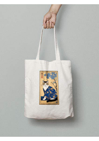Japon Tarzı Kedi Sevimli Bez Çanta 35X40CM - Çanta - Tote Bag