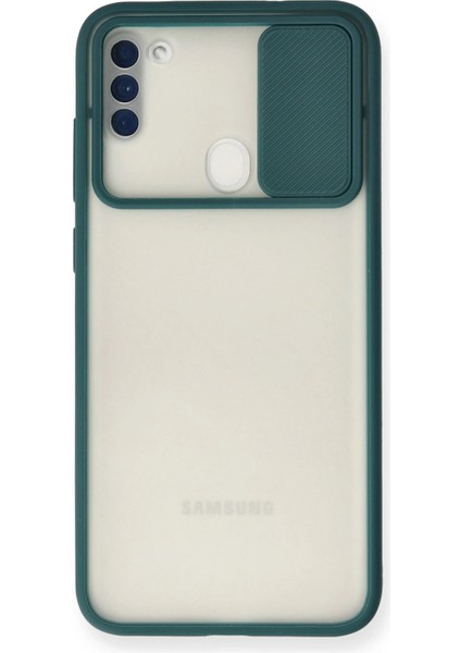 Samsung Galaxy A11 Kılıf Palm Buzlu Kamera Sürgülü Silikon - Yeşil Zrnet