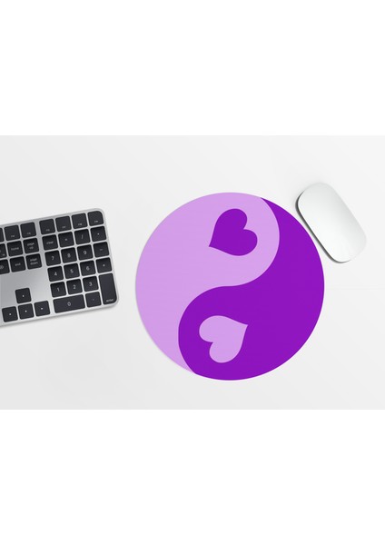 Mor Ying Yang Yuvarlak Mousepad - 20CM - Y2K