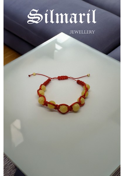 Kaymaklı Kehribar Taşlı Parlak Ipli El Yapımı Bileklik – Silmaril Jewellery