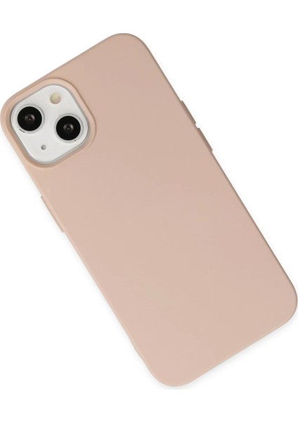 Apple iPhone 14 Plus Kılıf Nano Içi Kadife Silikon - Pudra Zrnet