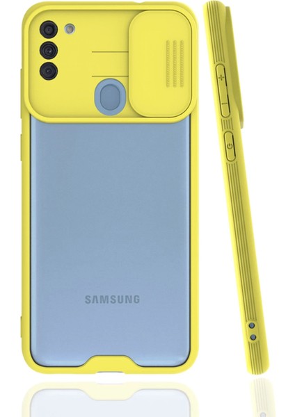 Samsung Galaxy A11 Kılıf Platin Kamera Koruma Silikon - Sarı Zrnet