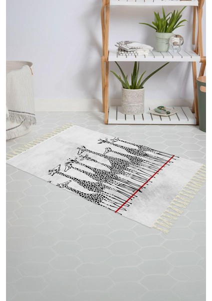 Banyo Halısı Dijital Baskılı Banyo Paspası 50X80 Polyester Kaymaz Tabanlı Duş Paspası Giraffe