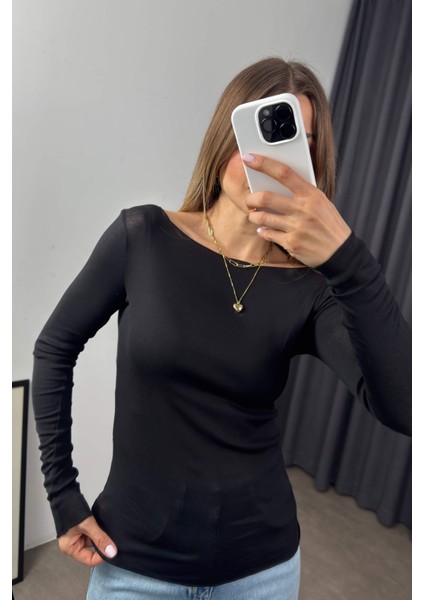 Siyah Ince Doku Pamuklu Bluz fırsatları