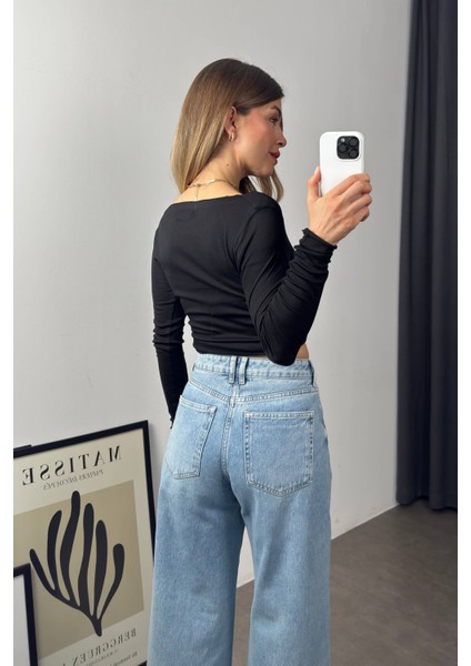 Siyah Ince Doku Pamuklu Bluz indirimleri