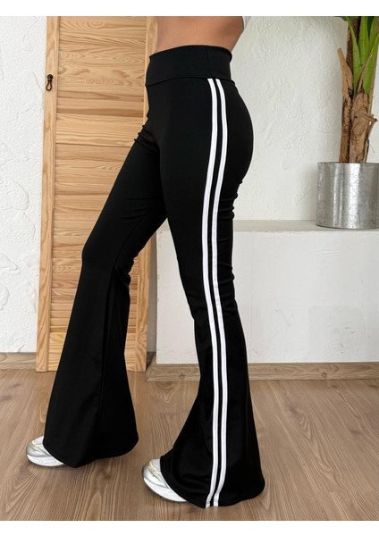 Grip&hug Kadın Yüksek Bel Şerit Detaylı Ispanyol Paçalı Dalgıç Pantolon