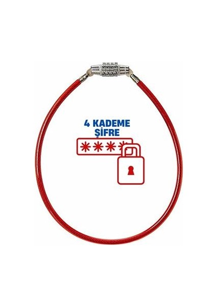 4 Kademe Şifreli 50 cm Bisiklet Kilidi