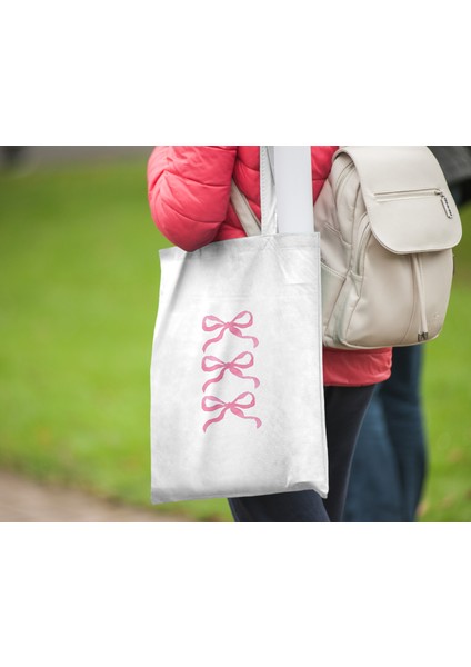 Pembe Kurdele Coquette Bez Çanta 35X40CM - Tote Bag fiyatları