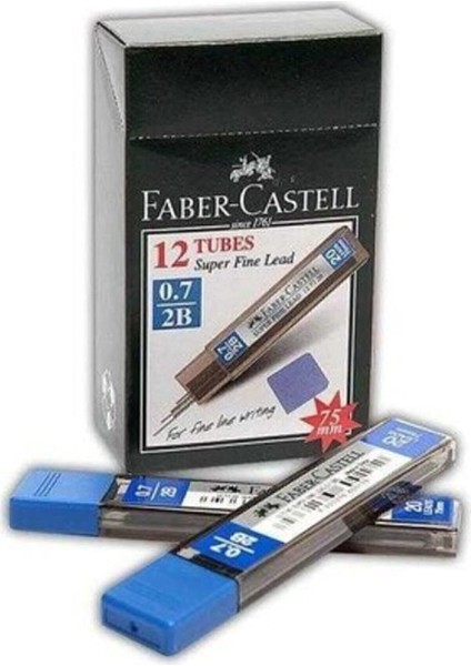 Faber Castell Min Süper Fine Lead 2b 75 mm 0.7 mm Versatil Kalem Ucu 1 Paket 12 Tüp, Faber-Castell