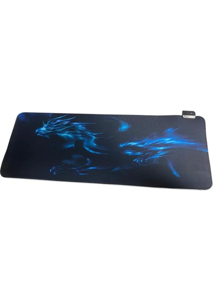 80X30CM Büyük Boy Xxl Resimli Desenli Mousepad Rgb LED Işıklı Gaming Gamer Oyuncu Mouse Pad (Ejderha)