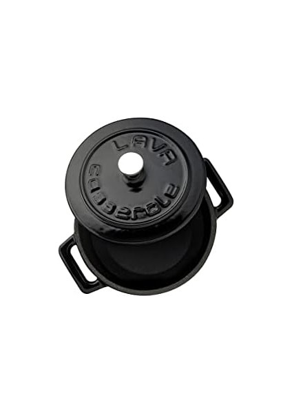 Metal Döküm Mini Tencere, Trendy, 10 Cm, 0.35 L Hacim, Siyah