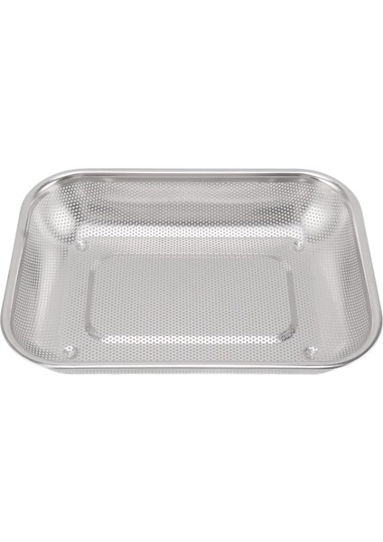 Paslanmaz Çelik Delikli Süzgeç, 38X28X6.5 Cm, Mutfak Sebze Meyve Yıkama Makarna Süzme Sepeti
