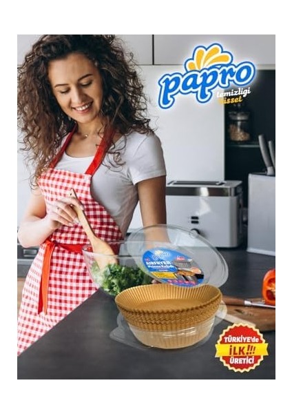 Airfryer Pişirme Kağıdı, Fritöz Yağlı Kağıdı, Yanmaz Kağıt Xxl Uyumlu 50 Adet (Kare) (1, Kare Büyük Boy 20X20)