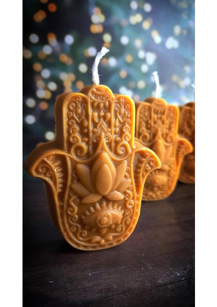 Balmumu Mum (1 Adet) Bereket Eli Hamse Doğal Petek Bal Mumu Mum Beeswax Candle