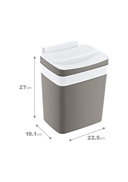 Soft Askılı Çöp Kutusu Terra 8,5 Lt - Bej, Çok Amaçlı Askılı Çöp Kutusu, Dolap Kapağı Askılı, Mutfak ve Banyo Için