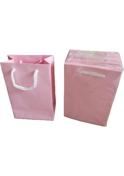 Saplı Torba Kraft Torba Çanta Pembe 11 x 5 x 17 cm 25 Adet
