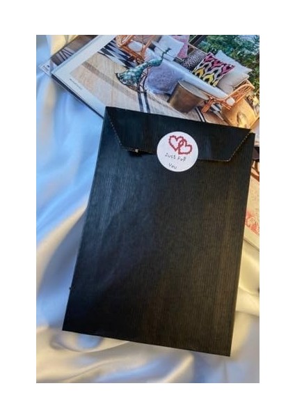 Renkli Bantlı Hediye Paketi Banded Claret Color Gift Package 15 * 4 * 21 cm 4lü (Siyah)