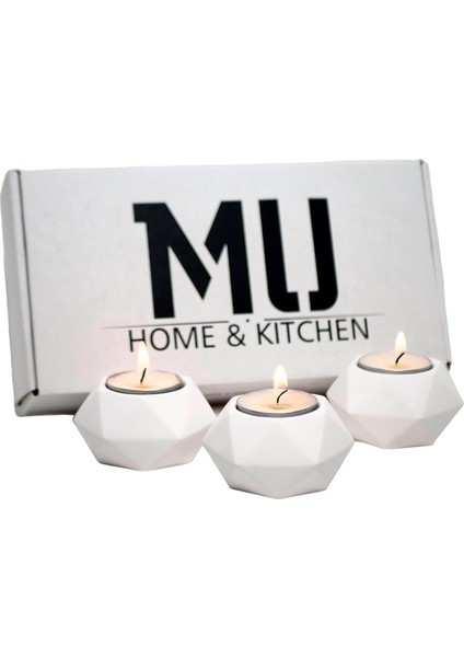 3'lü Set Tealight Mumluk - El Yapımı Beyaz Mumluk, Ev, Parti, Düğün, Masa Dekoru
