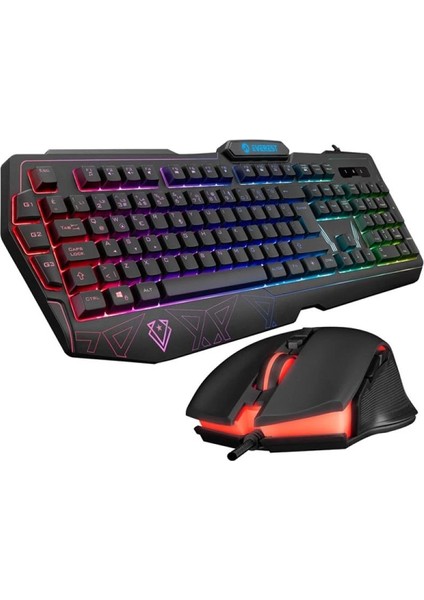 Everest KM-6168 Formula Combo USB 3 Makro Tuşlu Rgb Aydınlatmalı Q Gaming Oyuncu Klavye Mouse Set