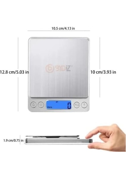 Dijital Ekran Kuyumcu Mutfak Eczane ve Epoksi Uygun Hassas Terazi 500 Gr. Kapasite /0.01 Gr. Hassasiyet Tartı Professional LCD Ekran