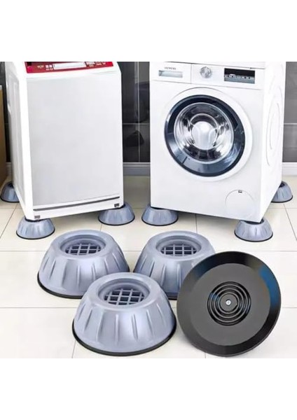 Gürültü Engelleyici ve Kaymaz Titreşim Önleyici Kauçuk Ayak Pedleri Çamaşır Makinesi Stoper 4'lü Set