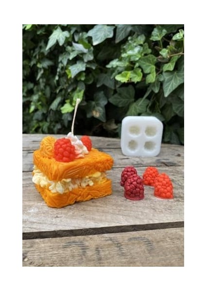 Concept Böğürtlen Dörtlü Mum Kalıbı (Silikon) (2 x 1,7 x 2 cm ) (Küçük Süsleme Kalıbı) 1 Adet
