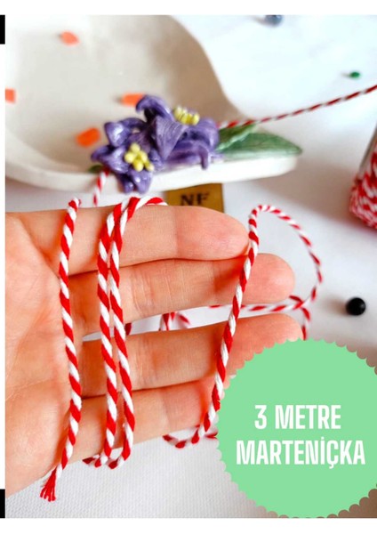 3 Metre Marteniçka Ipi , Paketleme , Hediye Bahar Yılbaşı Şans Uğur Arkadaşlık Sevgili Kırmızı Beyaz
