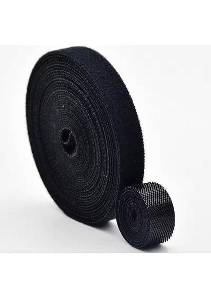 Cırt Cırt Sabitleyici Kablo Düzenleyici 5 Metre x 1cm Kanca ve Döngü Kayışları, Tekrar Kullanılabilir, Çift Taraflı Kanca Rulo Düzenleyici Kayışlar, Bağlama Bandı (Siyah)