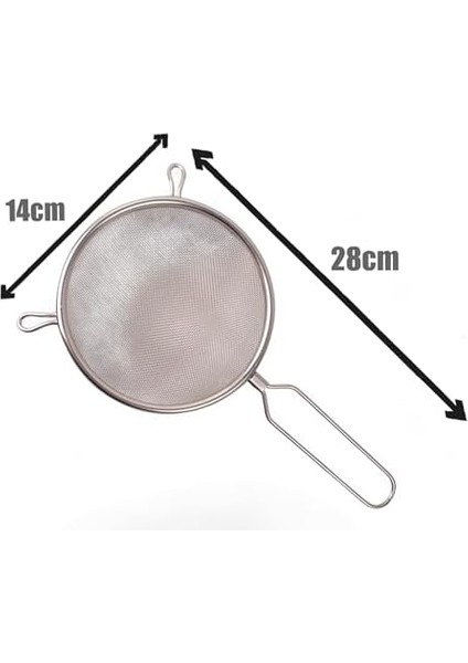 Saplı Paslanmaz Çelik Süzgeç, Büyük Boy Metal Süzgeç 28 * 14 cm - Estetik ve Dayanıklı: Saplı Paslanmaz Çelik Süzgeç - Büyük Boy Metal Süzgeç ile Mutfakta Filtreleme Işlerini Kolaylaştırın!