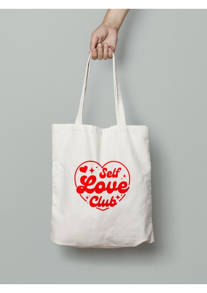Self Love Club Sevimli Bez Çanta 35X40CM - Bez Çanta - Tote Bag