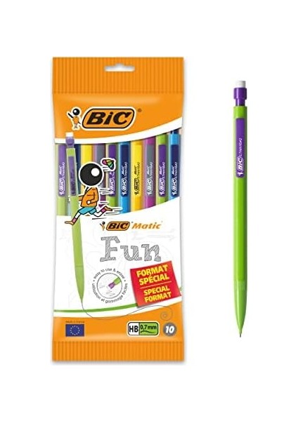 Matic Combo Fun 0.7 Uçlu Kalem 10'lu Poşet, Farklı Renklerde Versatil Kalem, Kalem Içi 3 Adet Uç, Silgili