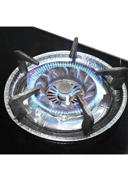 10'lu Paket Ocak Koruyucu Yağ Geçirmez Alüminyum Folyo Ped, Yeniden Kullanılabilir Isıya Dayanıklı Temiz Hijyenik Mutfak Için (22 cm x 22 Cm)