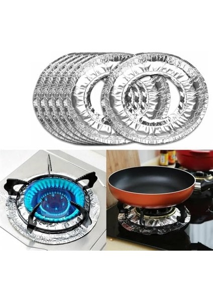 10'lu Paket Ocak Koruyucu Yağ Geçirmez Alüminyum Folyo Ped, Yeniden Kullanılabilir Isıya Dayanıklı Temiz Hijyenik Mutfak Için (22 cm x 22 Cm)