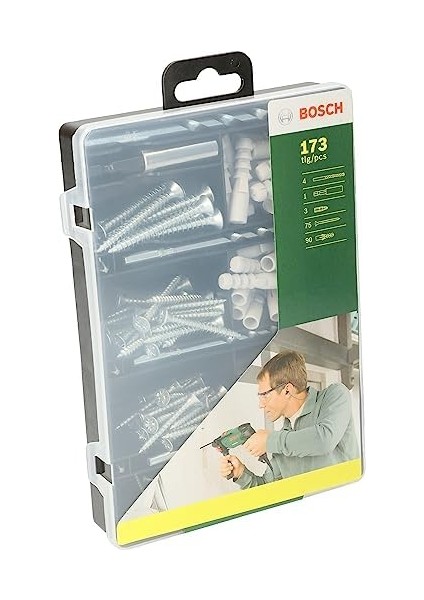 Professional Accessories Diy 173 Parça Aksesuar & Sabitleme Seti, Matkap Ucu, Vidalama Ucu, Vida, Dübel, Üniversal Tutucu, Yeşil