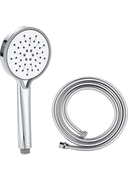 Stoneseries Lüks Duş Seti - 3 Farklı Püskürtmeli Full Krom Kaplama El Duşu + 150 cm Gümüş Pvc Duş Spirali - Paslanmaz, Kopmaz, Kırılmaz Çelik Bağlantılı Pvc Duş Hortumu (2'li Set)