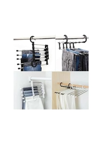 Askısı Hareketli Dolap Içi 2 Katlı Katlanabilir 5'li,pantolon,kravat,etek,şal,elbise Için Organizer Askı