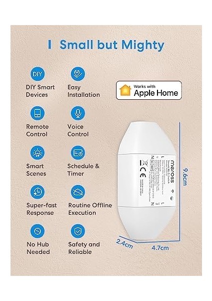 Akıllı Wifi Şalter, Akıllı Anahtar, Kendin Yap Röle Modülü, Wifi Röle, Alexa Google Assistant Smartthings Uyumlu, Kolay Kurulum, Uzaktan Kontrol, 2,4 Ghz